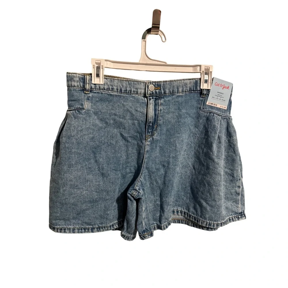 Cat & Jack Girls Denim Shorts Blue Medium Wash Mid Rise XXL 16/18 Plus NWT